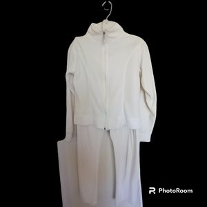 Adamo woman's sweat suit size S 60% cotton 20% polyester with a velor feel White
